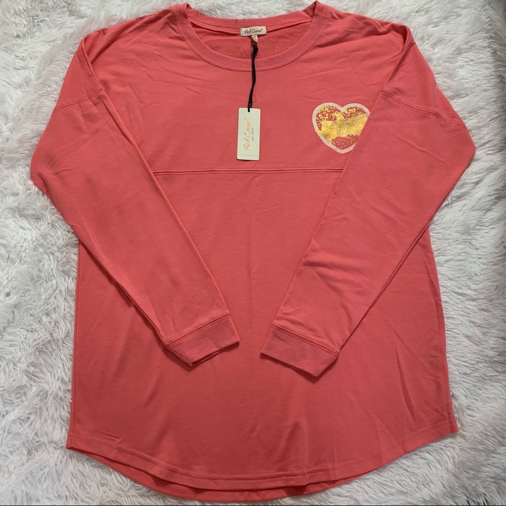 NWT Red Camel Pink Love the South Long Sleeve Top